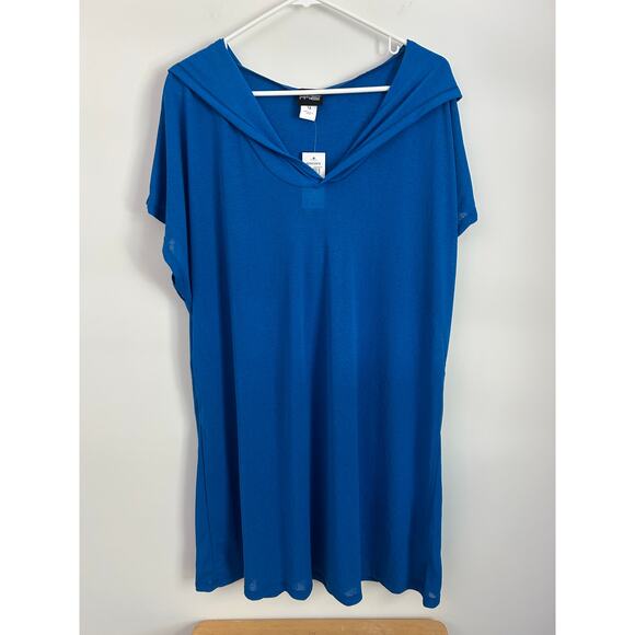 Cover Me Royal Blue Swim Cover Up Hooded NWT Women's 1X - Picture 2 of 6